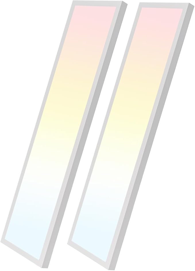 HOLDWILL 1X4 FT Led Flat Panel Light, 2 Pack 5CCT Surface Mount Ceiling Light,Dimmable 5 Wattage Adjustable Edge-Lit Flush Mount or Drop Ceiling for Office,Shop and Super Market
