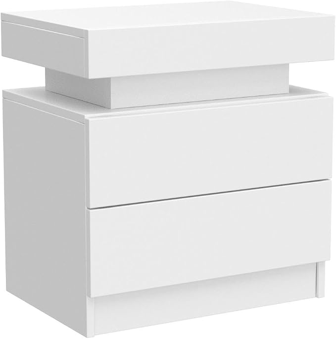 White Modern LED Nightstand Set of 2 - Image 5