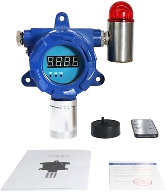 ATO Fixed Carbon Monoxide Gas Detector, 4-20mA Signal Output, CO Gas Leak Detector 0 to 100/500/1000 ppm, with Sound and Light Alarm (0-100ppm, 2NO+2NC)