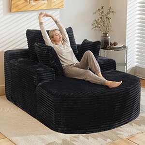 Sleeper Chair Lounge Chair Indoor, Oversized Corduroy Upholstered Boneless by SofaFurniture
