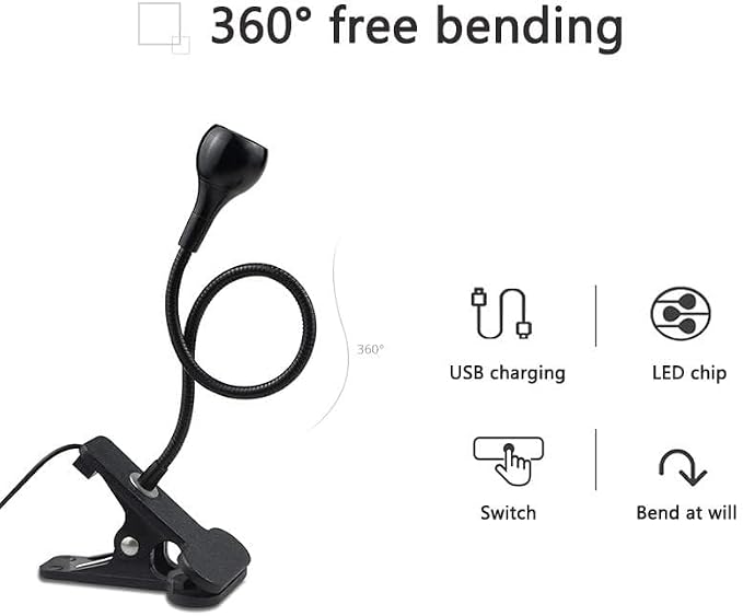 LED Desk Lamp Clip On Light, 360°Flexible Gooseneck and Clamp Reading Light | - Image 6