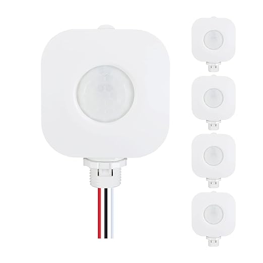 ECOELER Ceiling Occupancy Motion Sensor Switch, High Bay Fixture Mount 360° Ceiling Automatic Light Switch, 120/277VAC, UL, FCC Approved Passive Infrared Sensor, Neutral Wire Required, Pack of 5