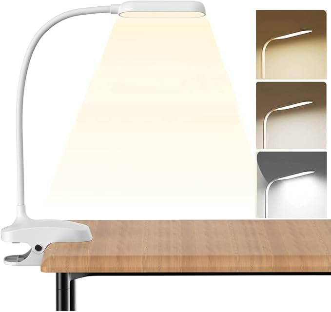COLORLIFE Desk Lamp Clip On Light-7W 2600mAH Flexible Gooseneck Battery by COLORLIFE