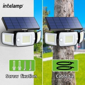 intelamp Solar Flood Lights Outdoor Waterproof, 6000mAh 1200LM Solar Powered Dual Motion Sensor LED Lighting Dusk to Dawn Security Floodlight Exterior with Remote for Outside Garden House Patio