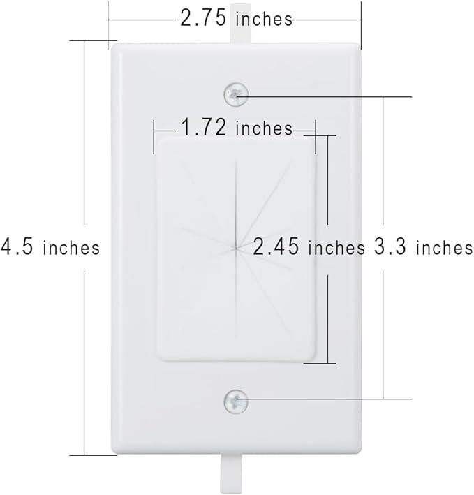 Kebulldola 1 Gang Cable Wall Plate Pass Through with Low Voltage Mounting Bracket, in Wall Grommet Kit Built in Flexible Rubber Passthrough for Low-Voltage Cable Easy Install, 6 Pack White