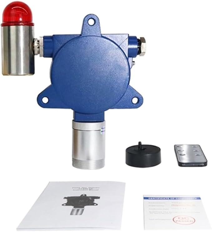 ATO Fixed Carbon Monoxide Gas Detector, 4-20mA Signal Output, CO Gas Leak Detector 0 to 100/500/1000 ppm, with Sound and Light Alarm (0-2000ppm, Relay Output:1NO+1NC)