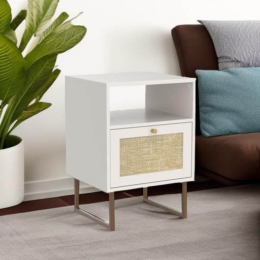 Masupu Rattan Nightstand, Modern Boho Farmhouse Wood Bedside Table - Image 5