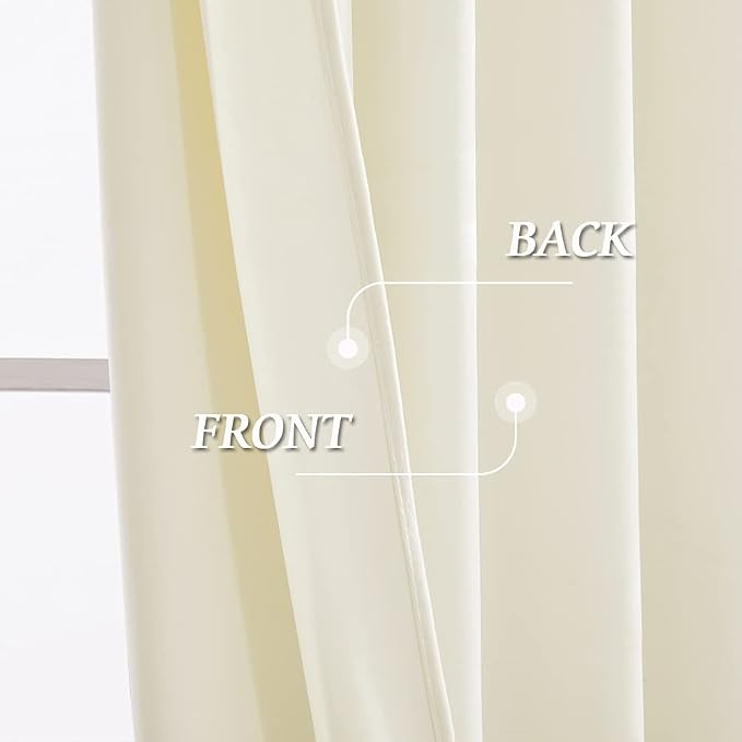 RYB HOME Cream Velvet Curtains 90 inches - Image 5