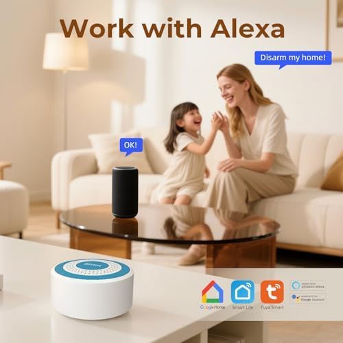 Hapippofa Alarm System for Home Security,9 Pieces Smart WiFi Door Alarm System with APP Alert,Window Motion Sensor Alarm,Remote Control, Loud Siren,Compatible with Alexa