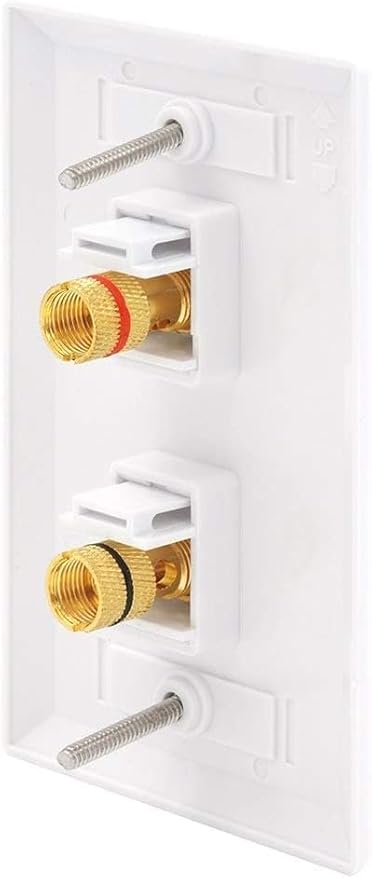 VCE UL-Listed Speaker Wall Plate Gold-Plated, 2-Port Keystone Wall Plate with Banana Jack Binding Post Keystone Jack Insert for Speakers, 2 Pack