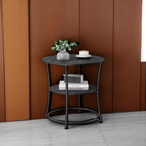 VASAGLE 21.7-Inch Round Side Table, 2-Tier End Table | Nightstand - Image 6