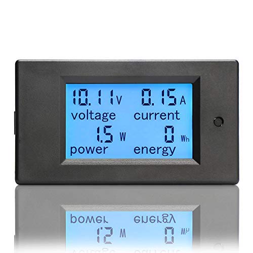 DROK DC Power Meter, 8-100V 100A Volt Amp Watt Meter, LCD Display Multimeter Voltage Current Energy RV Battery Monitor Voltmeter Ammeter Wattmeter with 100A Battery Shunt
