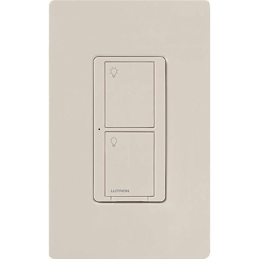Lutron Caseta Original Smart Light Switch (Lutron Smart Hub Required), for Home, LED, and Fans, 6 Amp, Single-Pole/3-Way, Neutral Required, PD-6ANS-LA-2-Pack, Light Almond, 2 Pack