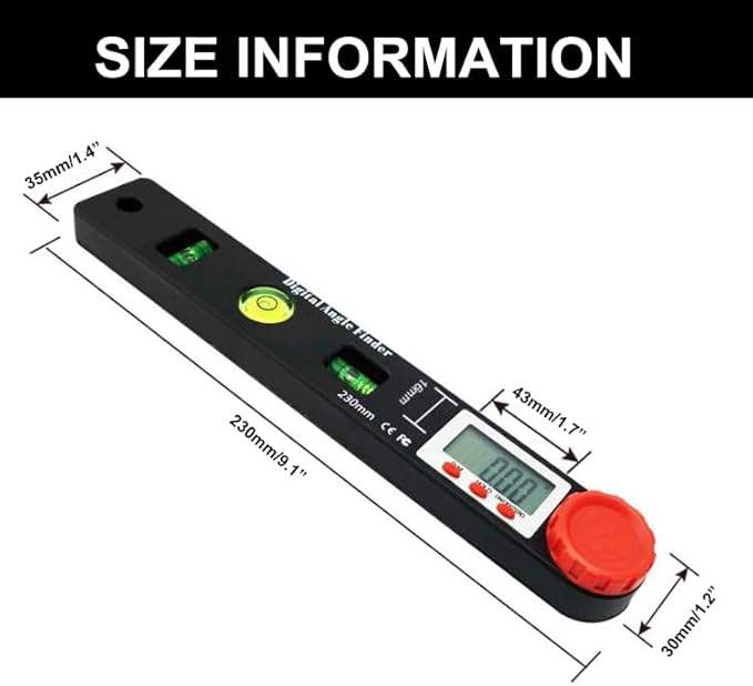 NORTOOLS Digital Angle Finder Protractor-7inch 0-360 °LCD Digital Protractor Ruler, ±0.5° Accuracy Measuring Tool for Woodworking/Construction/DIY/Miter Saw (Metric/Inch, 2 Batteries Included)