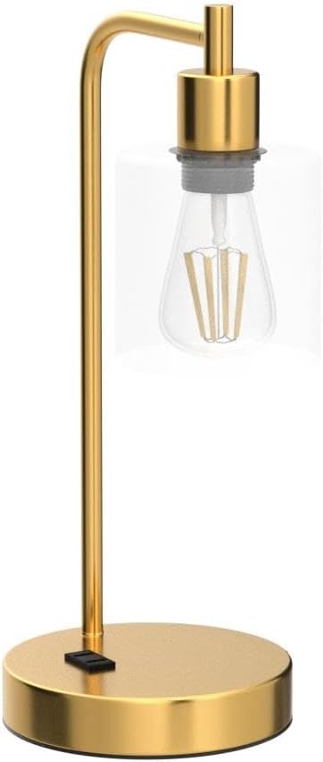 QiMH Set of 2 Industrial Table Lamps, Glass Desk Lamp - Image 4
