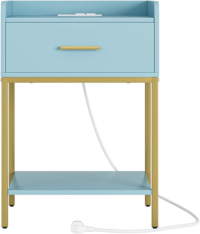 Nightstand with Charging Station, 3-Tier Modern Bedside Table Night Stand with - Image 9