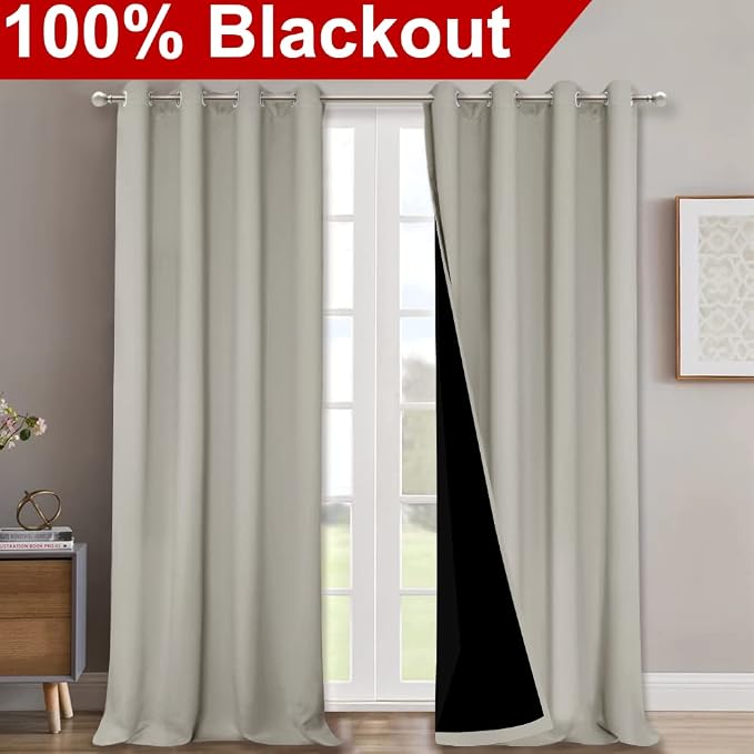 NICETOWN Natural 100% Blackout Curtains - Image 2