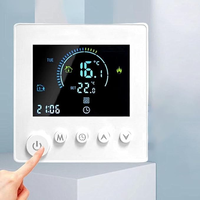 Sumsoctober Smart WiFi Floor Heating Thermostat for Tuya Programmable Energy Saving Controller with Child Lock and Weather Updates(16A)