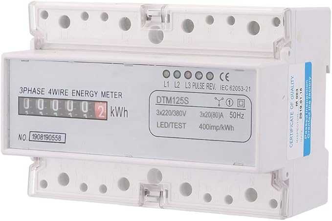 Energy Consumption Digital Electric Power Meter 3 Phase KWh Meter Smart Class 1 Power Measurement Device 220/380V 20-80A Rail Type Installation