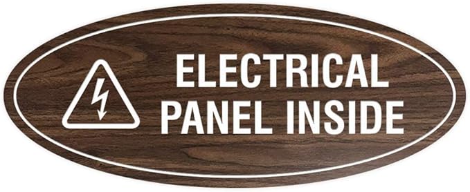 Signs ByLITA Oval Electrical Panel Inside Sign (Walnut) - Small