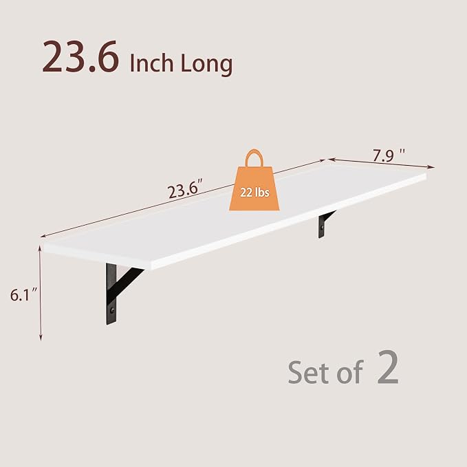 Wall Shelves, 23.6" Long Floating Shelves - Image 3