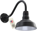 Steel Lighting Co. Hawthorne Barn Light | Outdoor Wall Mounted | 8 inch Dome | 16 inch Gooseneck| Small Farmhouse Light Made in America | Matte Black Exterior/White Interior