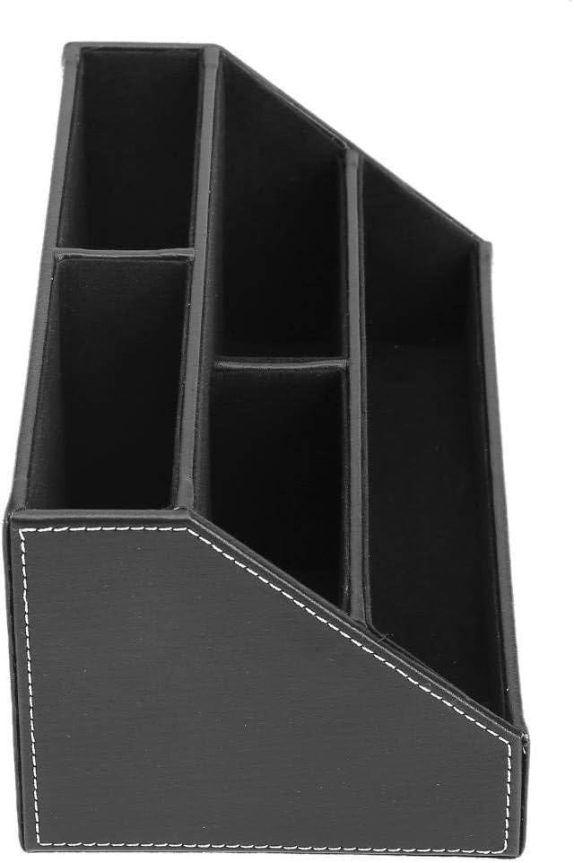 Black PU Leather Remote Controller Holder TV Guide CD DVD Controller Organizer - Image 3