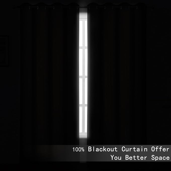 100% Blackout Curtains 84 Inch Long Dark Grey Curtains 2 Panels - Image 4