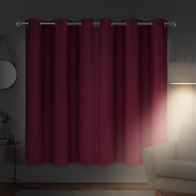 Diraysid Burgundy Red Grommet Blackout Curtains - Image 4