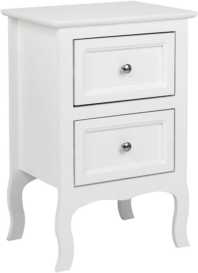 Bonnlo White Nightstand with 2 Drawers, Night Stands by Bonnlo