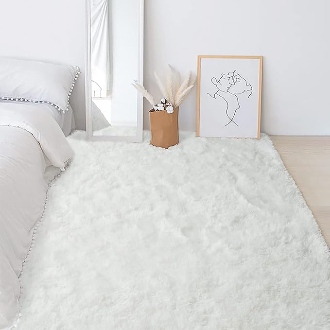 HOMORE 5x7 Area Rug for Living Room, Ivory Fluffy Rug for Bedroom Kids Dorm | - Image 7