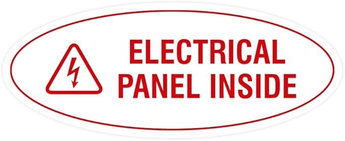 Signs ByLITA Oval Electrical Panel Inside Sign (White/Red) - Small