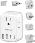 PAEWOK European Travel Plug Adapter Set, 8-in-1 Travel Adapter with 4 AC, 4 USB Ports (2 USB C), US to EU/UK Universal Adapter, International Power Adapter with Type C/G/A/I/D/M Detachable Plugs