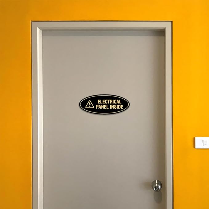 Signs ByLITA Oval Electrical Panel Inside Sign (Dark Brown) - Medium 2 Pack