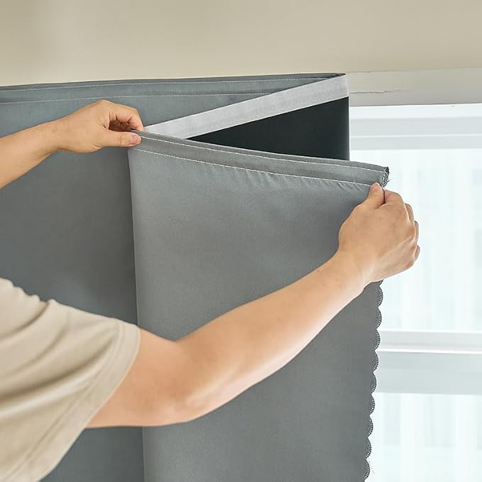 AJAZZ 100% Window Blinds Blackout Portable Black Out Curtains Adhesive Curtains by AJAZZ