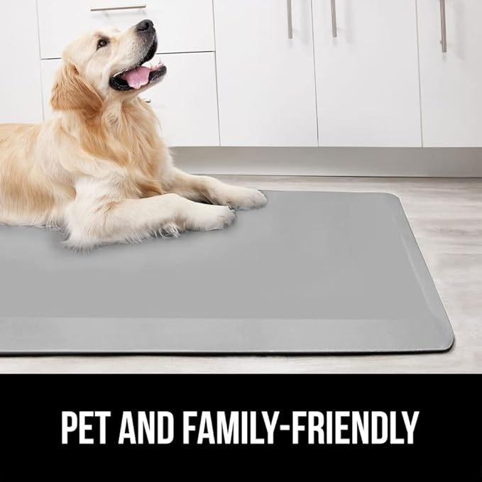 GORILLA GRIP Comfortable Cushioned Kitchen Mats for Floor, 39x20, Waterproof and Stain Resistant Soft Top, 3/4 Inch Thick Ergonomic Standing Desk Anti Fatigue Mat, Foam Supports Feet, Light Gray