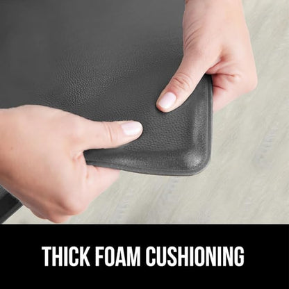 GORILLA GRIP 2 Pack Comfortable Cushioned Kitchen Mats for Floor, 17x24 + 17x48, Waterproof, Stain Resistant, 1/2 Inch Thick Soft Ergonomic Standing Desk Anti Fatigue Mat, Foam Supports Feet, Charcoal