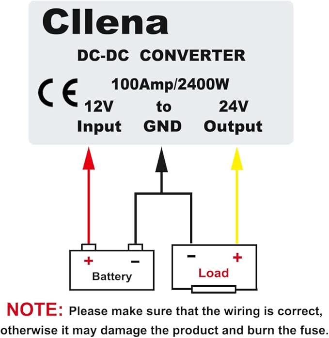 Cllena DC/DC 12V to 24V Boost Converter 100A 2400W Step Up Voltage Regulator Power Supply Voltage Transformer (Input 10V-16V)