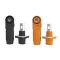 200A Battery Energy Storage Connector, 50mm² High Current Connectors IP67 Waterproof Copper Plate Wiring Power Adapter Quick Plug Terminal Right Angle Plug and Socket (1500V Black+Orange)