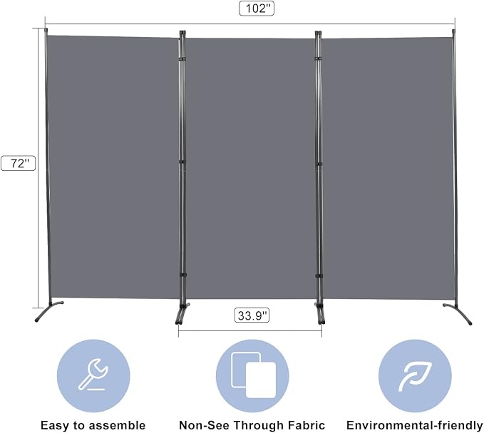 Room Divider 6FT Folding Privacy Screens, 3 Panel Partition Room Dividers | - Image 5