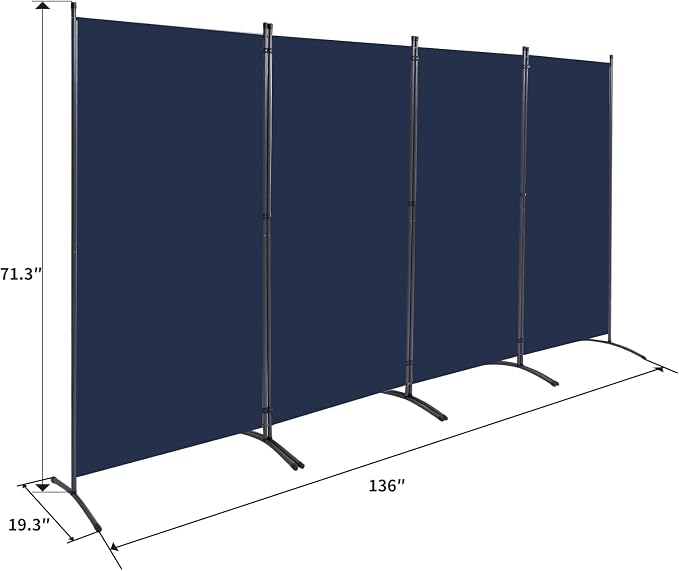 4 Panel Folding Room Divider, Sturdy Frame Freestanding Wall Divider - Image 7
