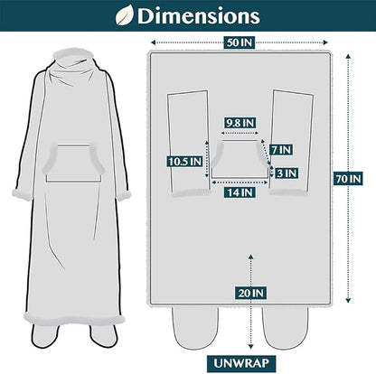 PAVILIA Sherpa Blanket with Sleeves, Foot Pocket for Women Men Adults, Thick Wearable Blanket Throw Wrap, Fleece Warm Snuggle Blanket Robe, Cozy Gift Ideas Wife Mom, Snowflake Blue