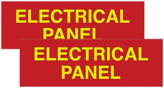 All Quality Basic Electrical Panel Sign - Fire Regulation Safety Compliance Sign - Red/Yellow - Large (2 Pack)