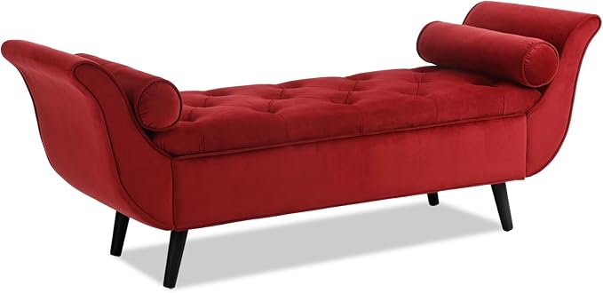 65" Velvet End of Bed Bench, Upholstered Seat - Image 7