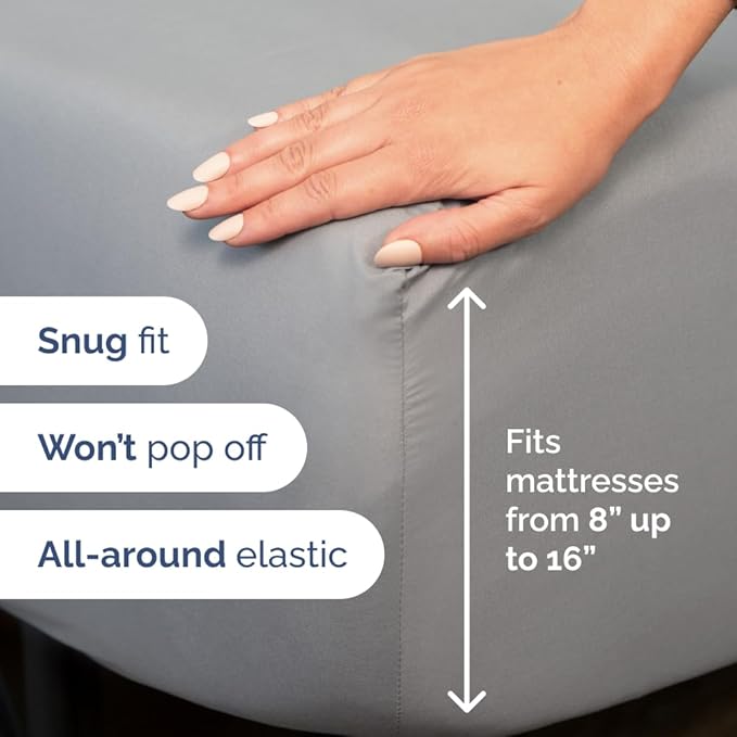 Full XL Bed Sheet Set - 4 Piece Extra Long Extended Full XL Sheets - Soft, Breathable & Cooling - Fits 8” to 16" Mattress w/ Deep Pockets - 54" x 80" - Easy-Fit, Wrinkle & Fade Resistant - Steel Blue