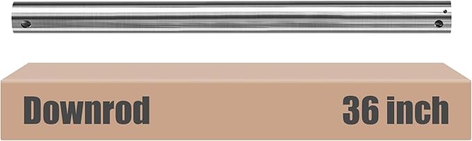 DPXMYG 36 inch Ceiling Fan Downrod with Extension Cord, 3 FT Brushed Nickel Downrod for Ceiling Fan, 1 inch Outside Diameter, Ceiling Fan Boom Suitable for a Wide Range of Fans (Nickel, Not Threaded)