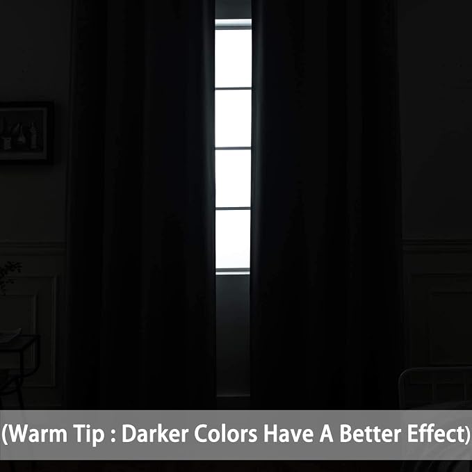 Yakamok Blackout Curtains 38x84 inch Burgundy Red Thermal Drapes-Bedroom | 2 - Image 3