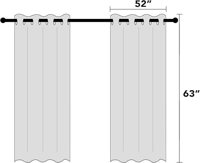 PrinceDeco Blackout Curtains 63 Inch Length Short Blackout Curtains 2 Panels Sets for Bedroom Living Room Room Darkening Curtains Linen Texture Drapes for Windows, 52" W x 63" L,Glacier Grey