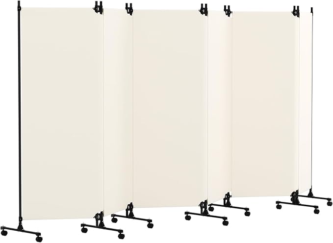 6 Panel Room Divider with Lockable Wheels, Freestanding Partition Room by HIDODO