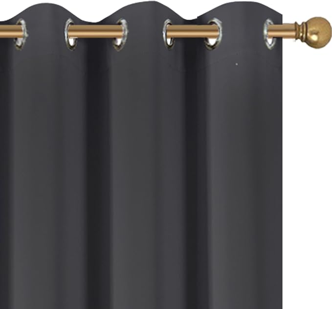 Diraysid Charcoal Grey Grommet Blackout Curtains - Image 7